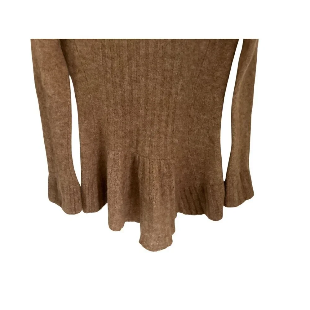 New York LOOK Mohair Wool Sweater Turtleneck Beige Size 2